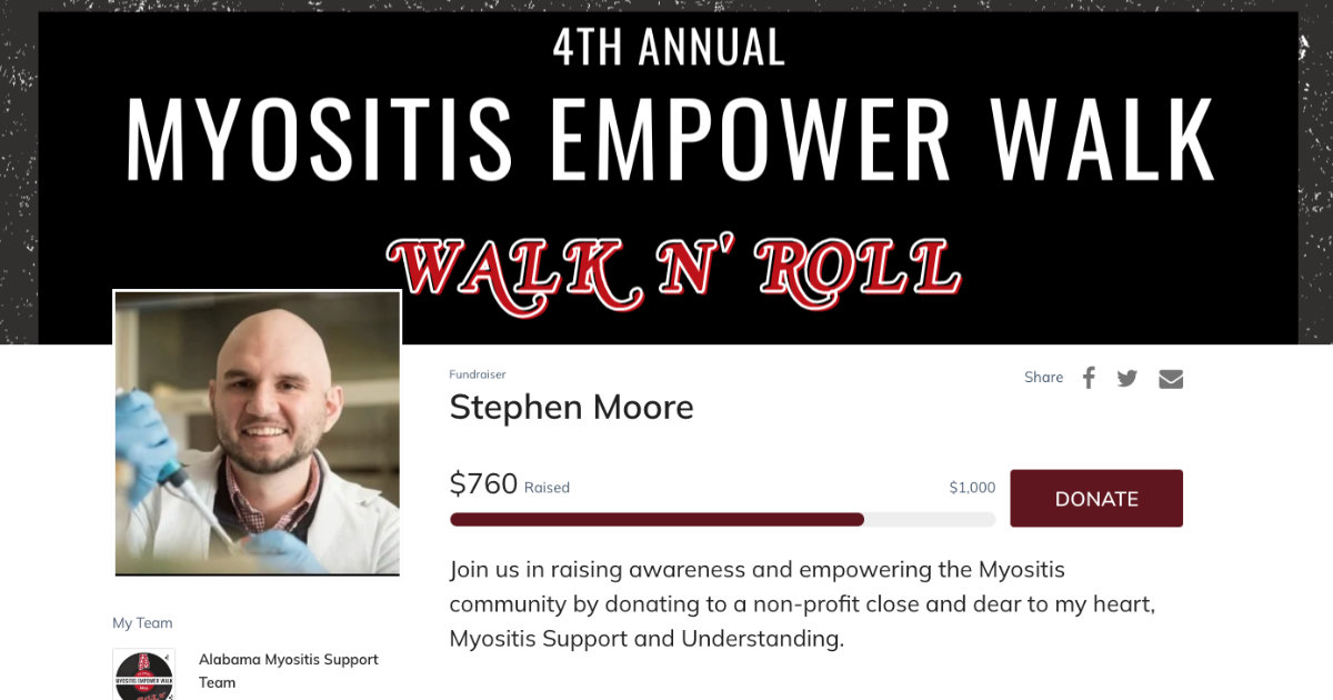 Stephen Moore, Alabama Myositis Support Team